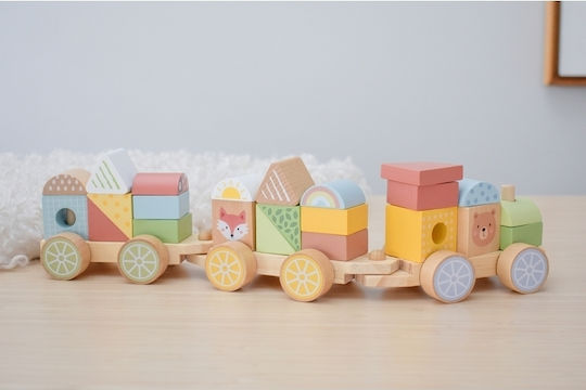 Tooky Toys Set with Train made of Wood for 3+ years+ Years