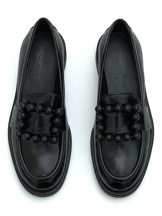 Leather Women's Loafers in Black Color