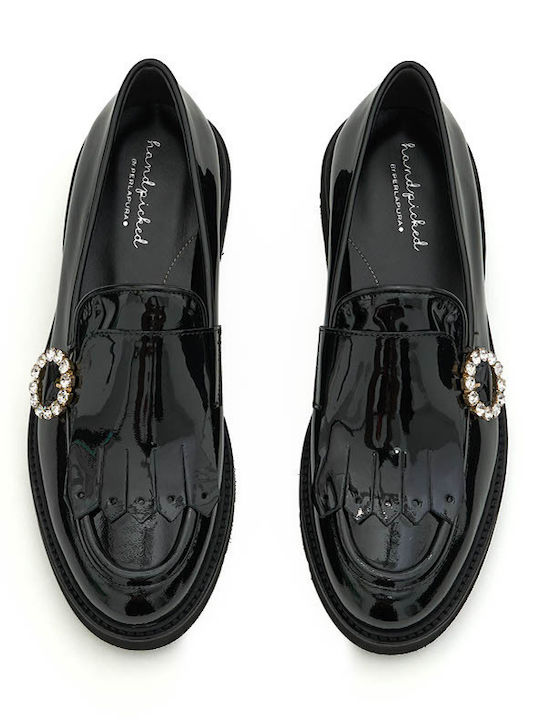 Patent Leather Women's Loafers in Black Color