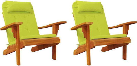 vidaXL Garden Chair Cushion with Backrest Bright Green 2pcs 58x77cm