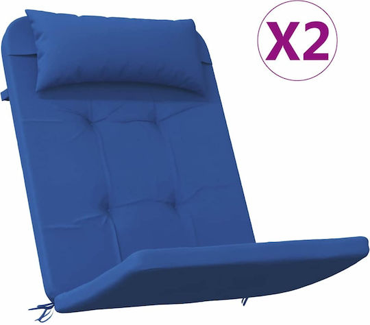 vidaXL Gartenstuhlkissen mit Rückenlehne Blau 2Stück 58x77cm
