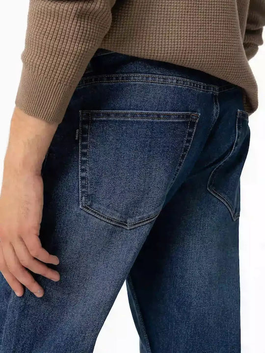 Ανδρικό Παντελόνι Τζιν Ελαστικό με Relaxed Straight Εφαρμογή Medium Blue