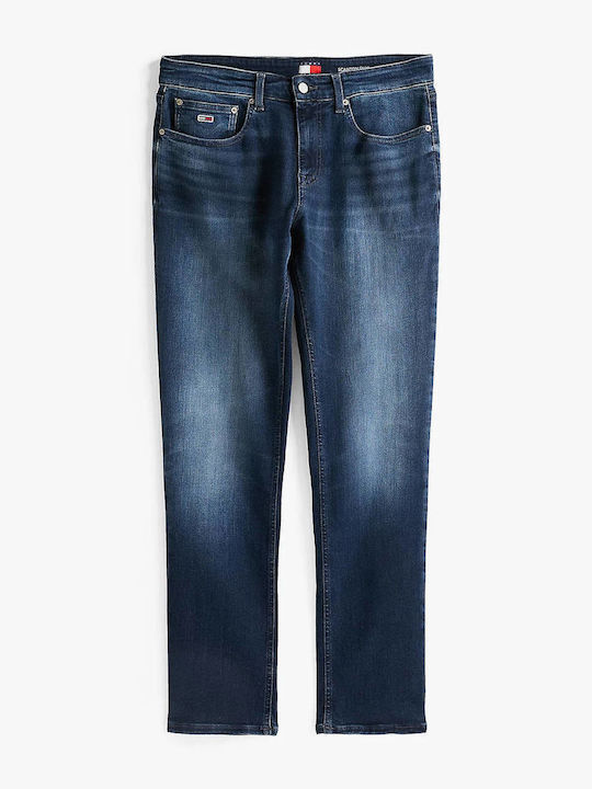 Scanton Men's Jeans Pants Elastic Slim Fit Denim Blue