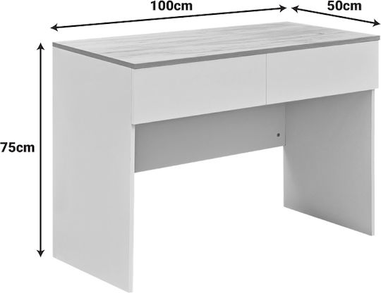 Birou Profesional Beleton Din Lemn Stejar Cu Nuanță Albă 100x50x75cm