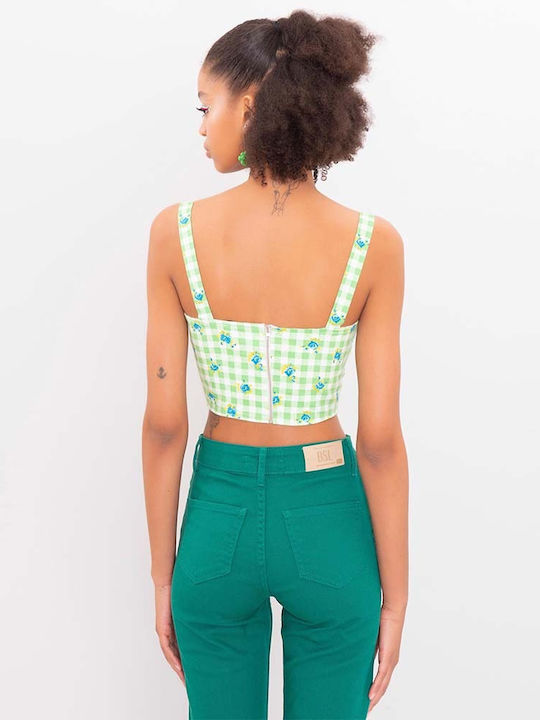 Bluze Damă Crop Bumbac Verde