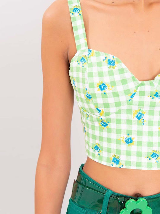 Bluze Damă Crop Bumbac Verde