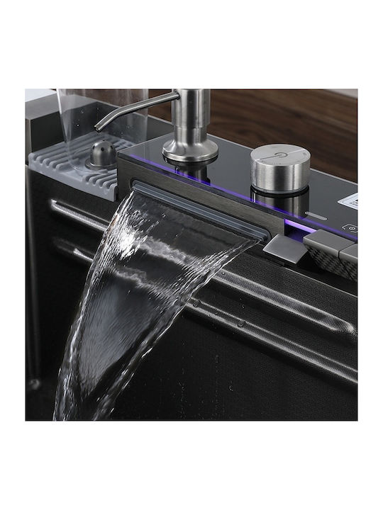 Chiuvetă De Bucătărie Drop-In Inox Cu Robinet L75xL46cm Gri