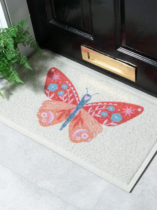 Artsy Mats Covor de Intrare Antiderapant Orange Flower Butterfly Portocaliu 70x40buc