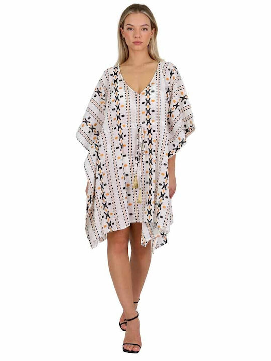 Aquablue Women's Mini Caftan Beachwear White