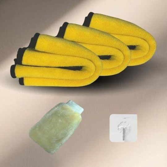 Set 3 Ultra-dicke Reinigungstücher Größe 40 Cm X 30 Cm Für Verschiedene Oberflächen Staubfrei Hochabsorbierend Grau Gelb