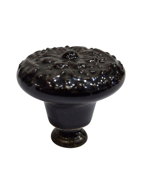 Premier Antic Buton Mobilier din Zamak & Porțelan & Metal Black 35mm (Distanța între Centre 35mm) 11949-000-ARG1 1buc