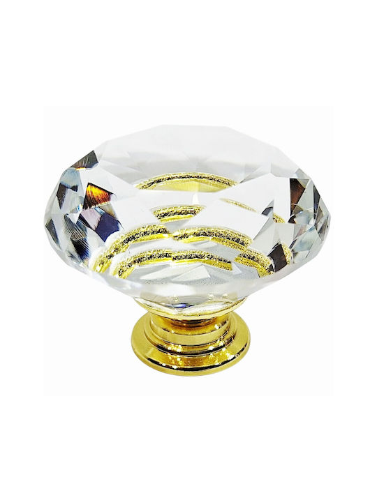 ACM Knob Furniture made of Metallic & Zamak & Crystal Gold-glossy 12022-000-ORO1 1pcs
