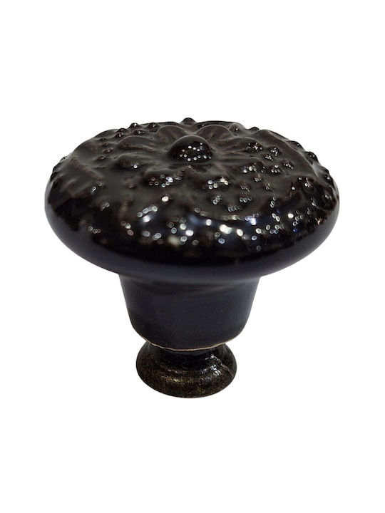Premier Antique Knob Furniture made of Zamak & Porcelain & Metallic Black 35mm (Center Distance 35mm) 11949-000-ARG1 1pcs