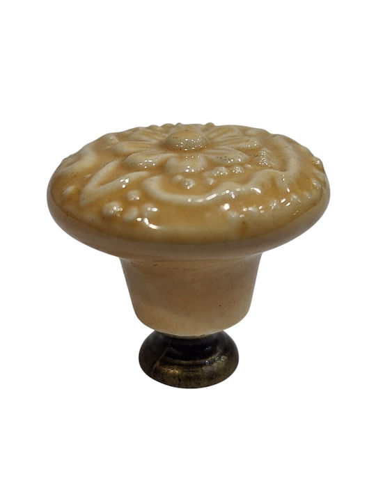 Premier Antique Knob Furniture made of Zamak & Porcelain & Metallic Yellow 35mm (Center Distance 35mm) 11950-000-ARG1 1pcs