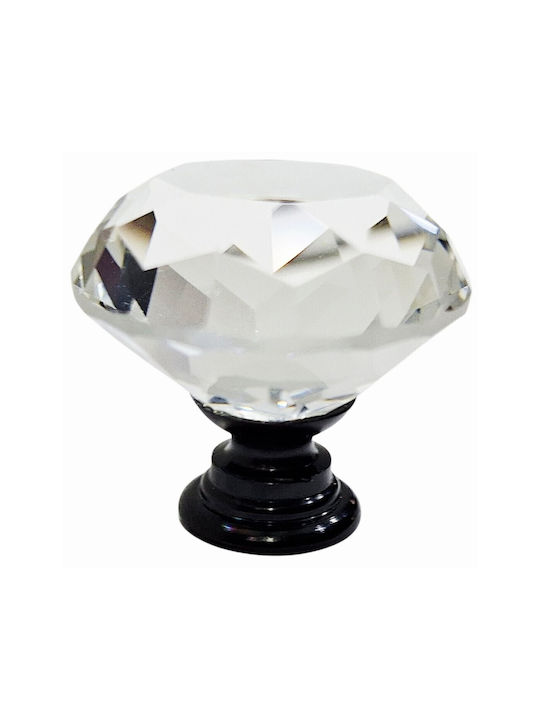 ACM Knob Furniture made of Metallic & Zamak & Crystal Black-glossy 31mm (Center Distance 31mm) 11953-000-ORO1 1pcs