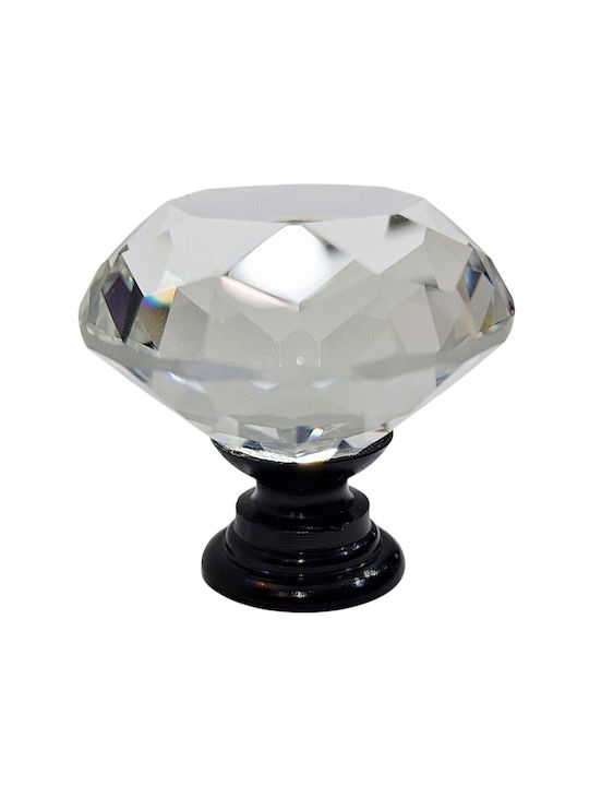 ACM Knob Furniture made of Metallic & Zamak & Crystal Black-glossy 31mm (Center Distance 31mm) 11953-000-ORO1 1pcs