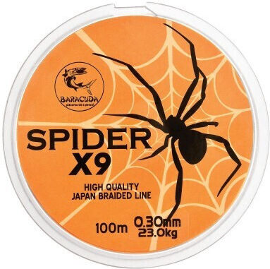 Fir Textile Baracuda Spider X9 100 M 9 Parallel Braided Strands Fluorescent Orange