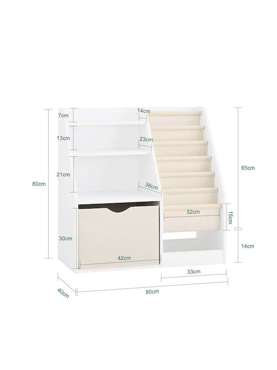 Bibliotecă pardoseală Lemn Alb 80x40x80cm