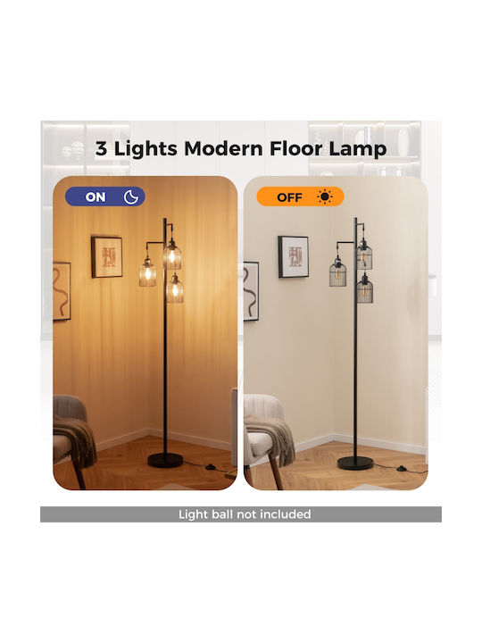 Costway Vintage Floor Lamp H169cm. Black