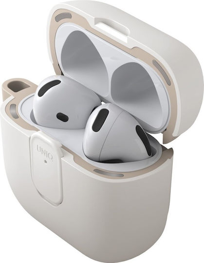 Uniq Clyde Case Silicone / Plastic with Hook in Beige color for Apple AirPods 4