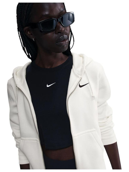 Sportswear Long Women's Sweatshirt Jacket Hooded White