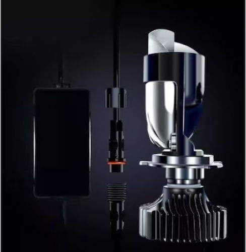 Set 2 Lămpi Auto H4 Bi-led Lentilă Fascicul Dual 10000 Lm Lumină Albă Rece 100w Negru