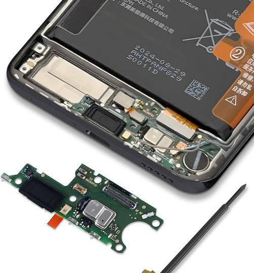 Clappio Port De Încărcare Honor Magic 7 Lite Conector Cartela SIM Microfon Negru