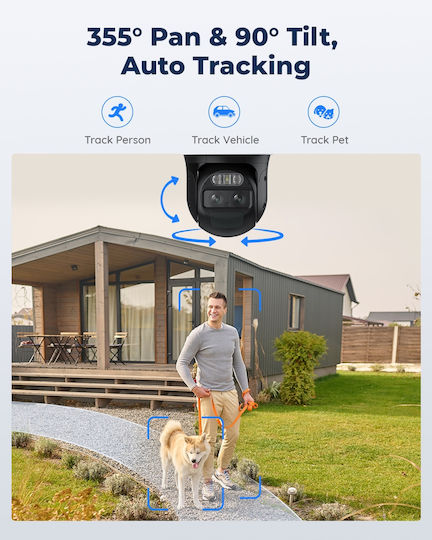 Reolink TrackMix IP Cameră de Supraveghere Wi-Fi Full HD+ 4MP Rezistentă la apă Pe baterii cu Comunicare Bidirecțională și Lentilă 2.8mm