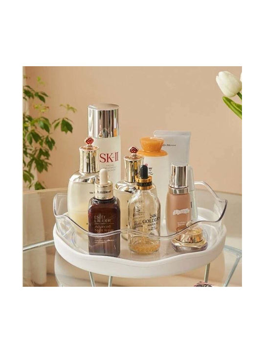 Stand Rotativ De Organizare A Cosmetice Cu Niveluri Alb