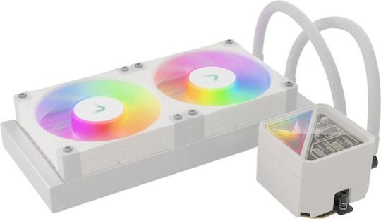 Valkyrie V240 Lite AIO CPU Liquid Cooling with 2 120mm Fans and ARGB Lighting White
