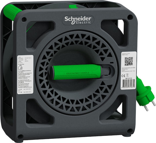 Schneider Electric Удължителен кабел на ролка 4 места с кабел 15м с диаметър 3 x 1.5mm² Waterproof Черен