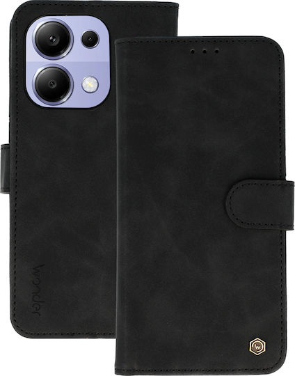 Wonder Wallet Synthetic Leather / Silicone Black (Redmi Note 13 Pro 4G / Poco M6 Pro 4G)