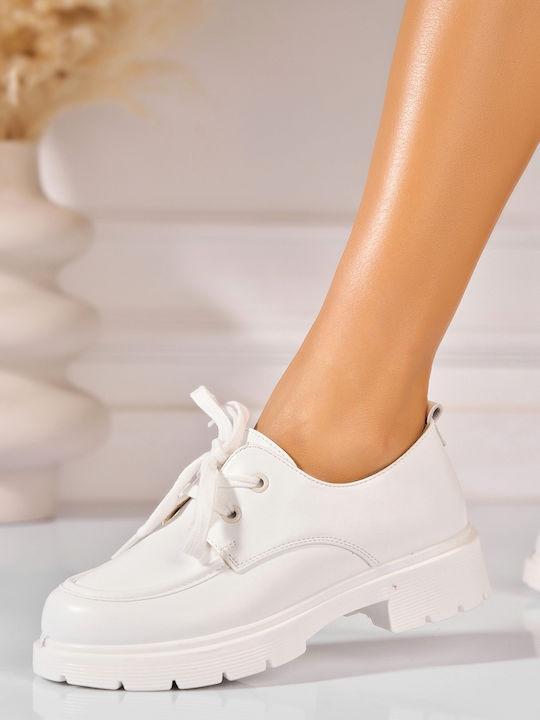 Dalina Suede Γυναικεία Oxfords σε Λευκό Χρώμα