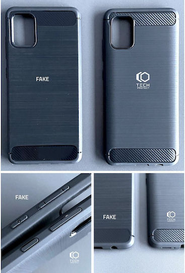 Tech-Protect Carbon Rugged Armor Umschlag Rückseite Silikon Schwarz (Huawei P40 Lite E)