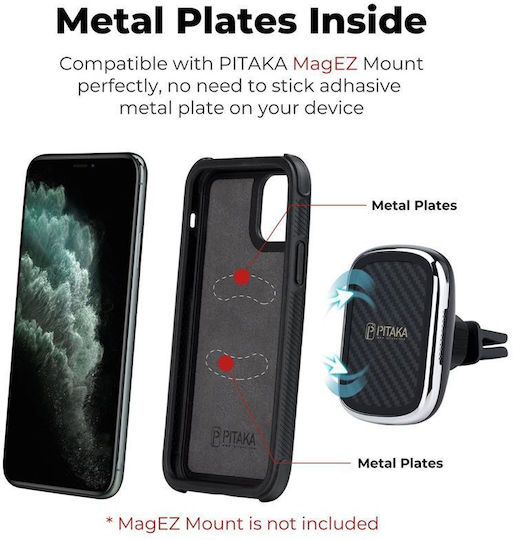 Pitaka MagCase Back Cover Aramid Fiber 0.1mm Μαύρο (iPhone 11 Pro Max)