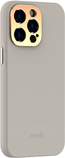 Moshi Napa Slim MagSafe Umschlag Rückseite Synthetisches Leder Serene Gray (iPhone 14 Pro Max)