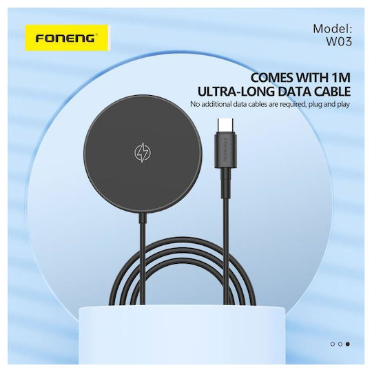 Foneng Wireless Charger (Qi Pad) 15W Blacks (W03)