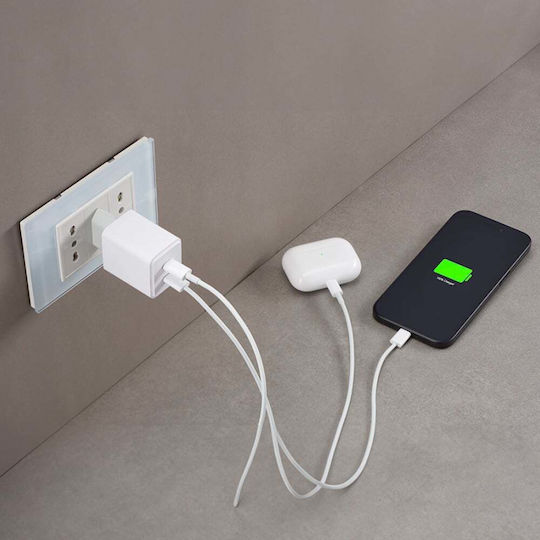 Cellular Line Charger Without Cable with 2 USB-C Ports 35W Power Delivery Whites