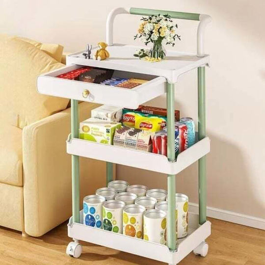 Troler De Bucătărie Din Plastic Cu 3 Locuri Alb 36.5x28x74.5cm