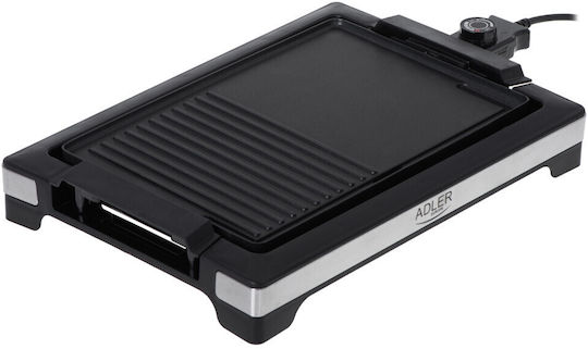 Adler Tabletop Electric Grill Smooth and Ribbed Plate 3000W with Adjustable Thermostat 33cmx33cmcm