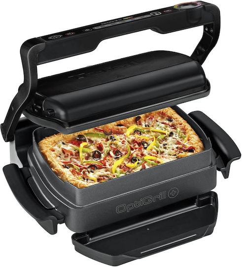 Tefal Optigrill+ Επιτραπέζια Ηλεκτρική Ψησταριά 2000W Ανοξείδωτη με Καπάκι και Ρυθμιζόμενο Θερμοστάτη 36.5x36.5εκ.