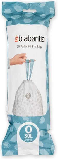Brabantia Σακούλες Απορριμάτων Χωρητικότητας 30lt με Κορδόνι Type O 20τμχ Λευκές