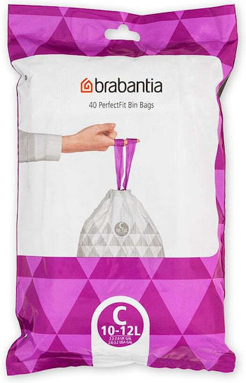 Brabantia Σακούλες Απορριμάτων Χωρητικότητας 12lt με Κορδόνι PerfectFit 38.5x49cm 40τμχ Λευκές