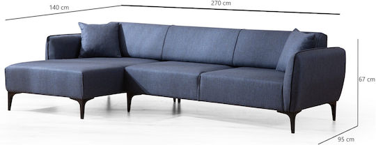 Belissimo Ecke Sofa mit Linker Ecke Blau 270x140x67cm