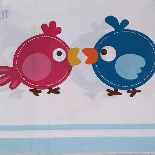 Beboulino Lovely Birds Blue Baby Sheets Fitted 105x170cm
