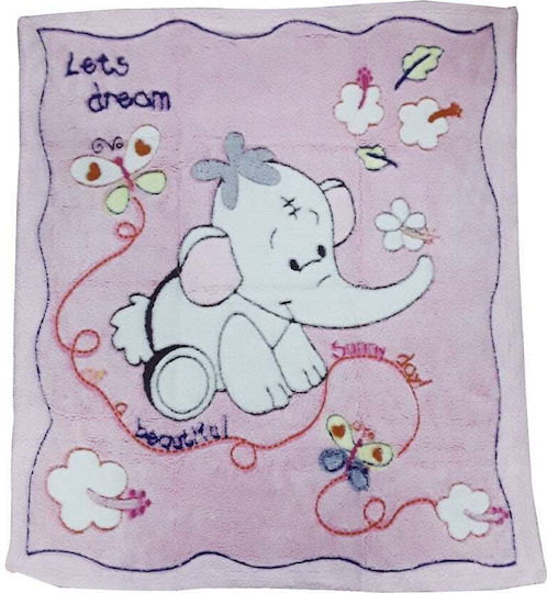 Beboulino Одеяло Детски пелени за пелени Polar Elephant Флийс Сив 80x90см.