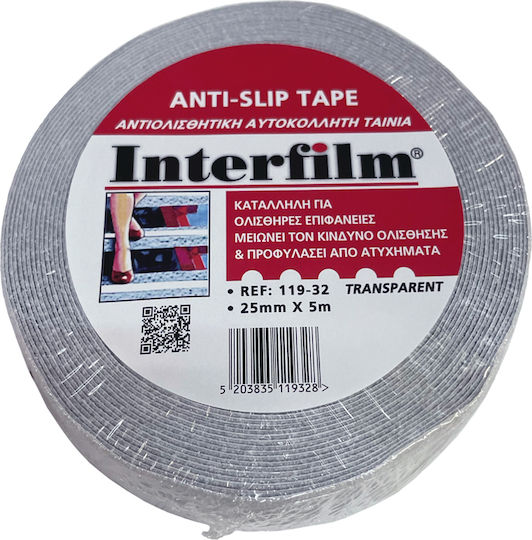 Interfilm Anti-Slip Прозрачен Самозалепваща Лента за захващане Прозрачна 25ммx5м 1бр