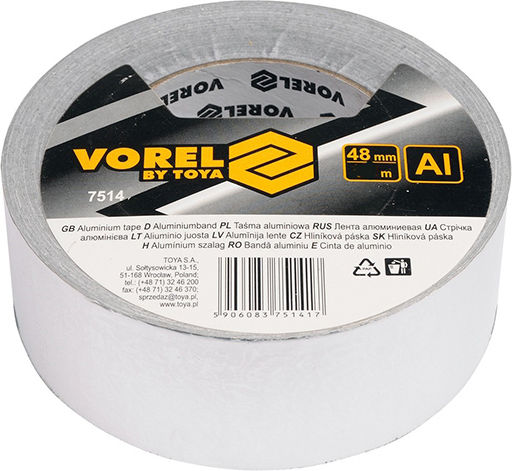 Vorel Αυτοκόλλητη Ταινία Αλουμινίου Γκρι 10mx48mm