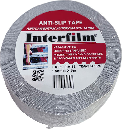 Interfilm Anti-Slip Transparent Autocolantă Bandă de aderență Transparentă 50mmx5m 1buc