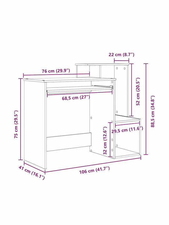 Schreibtisch Regal Holz White 106x40x88.5cm